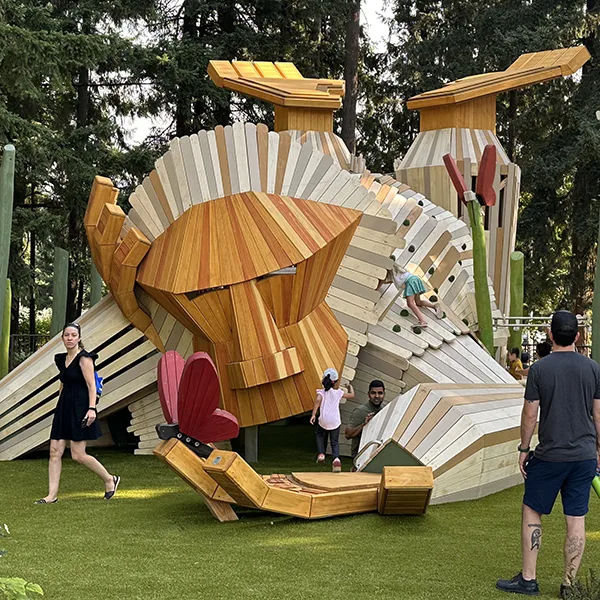 Oro the friendly forest giant is the centerpiece of a fully inclusive playground (1) Oro the friendly forest giant is the centerpiece of a fully inclusive playground