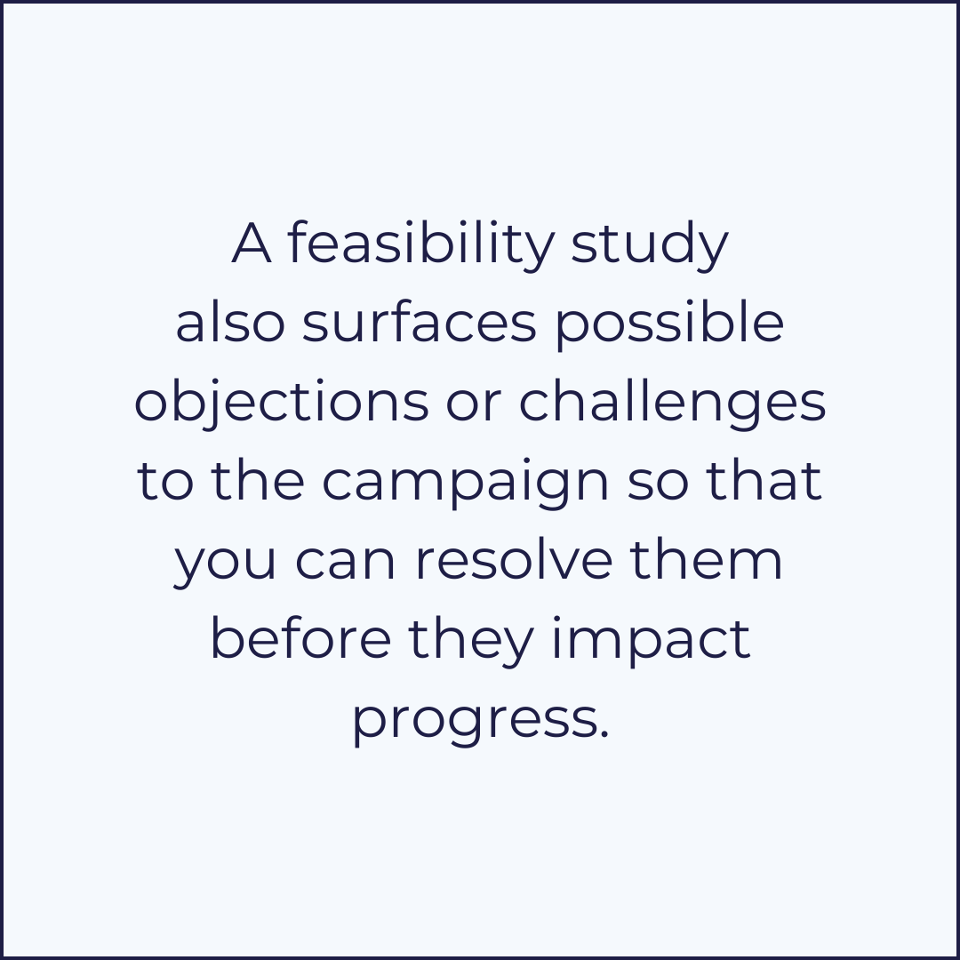 feasibility study objections challenges capital campaign